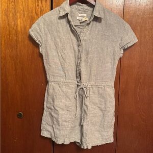 C&C California Linen Button-Up Tie Romper Green size XS